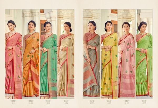 Sangam Sushmita Festive Wear Linen Embroidery Saree Collection